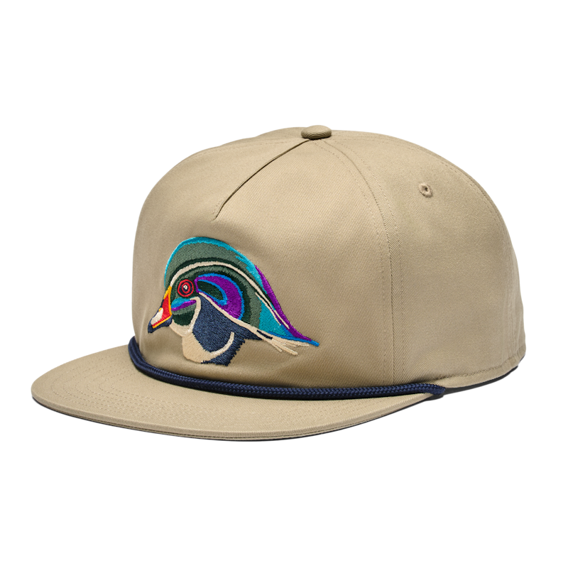 Wood Duck Flat Brim Rope Hat Khaki